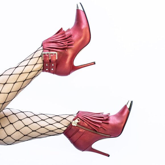 Jazzy Fringe Bootie in Red - Picture 4 of 5